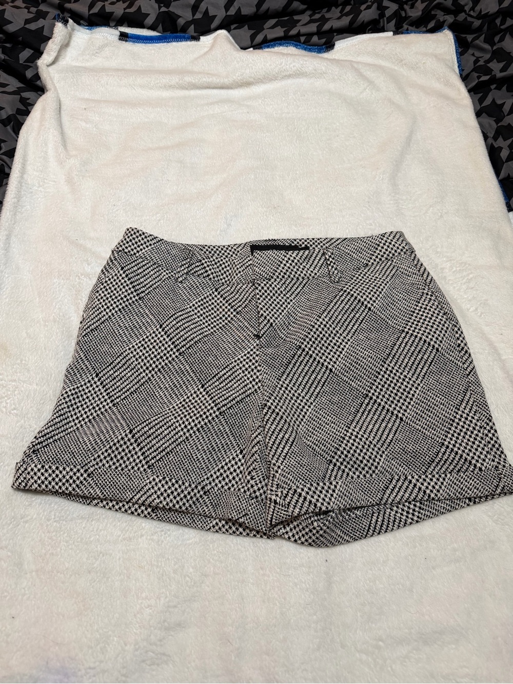 High-Rise Plaid Women's Shorts - Black & White dress shorts